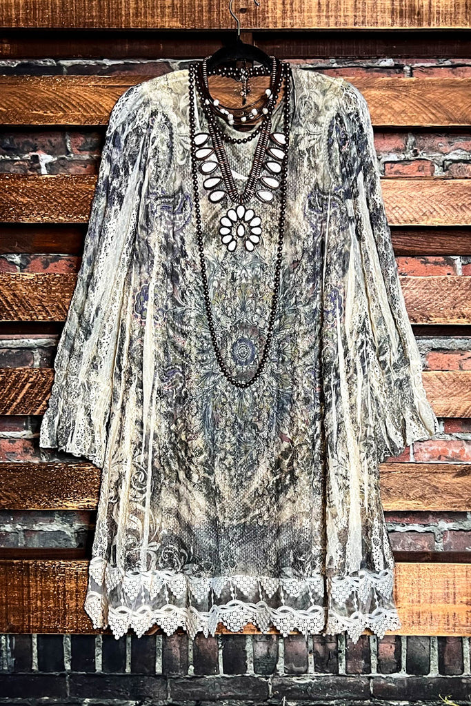 SANDALWOOD STUNNING LACE DRESS TUNIC BROWN & OLIVE