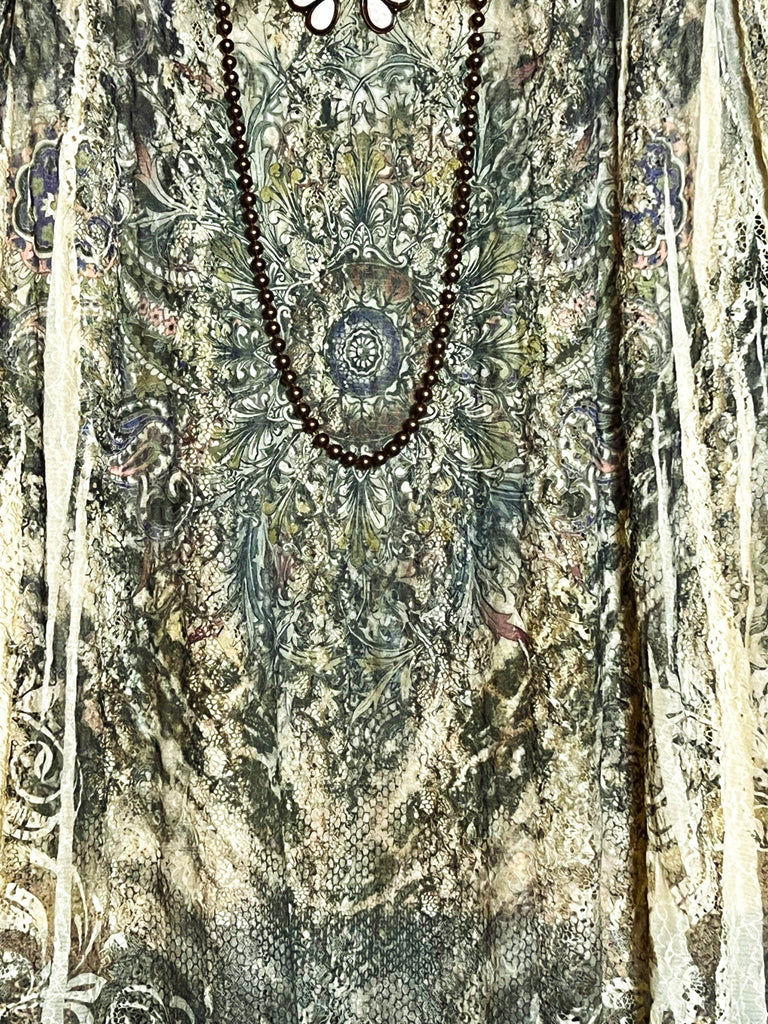 SANDALWOOD STUNNING LACE DRESS TUNIC BROWN & OLIVE