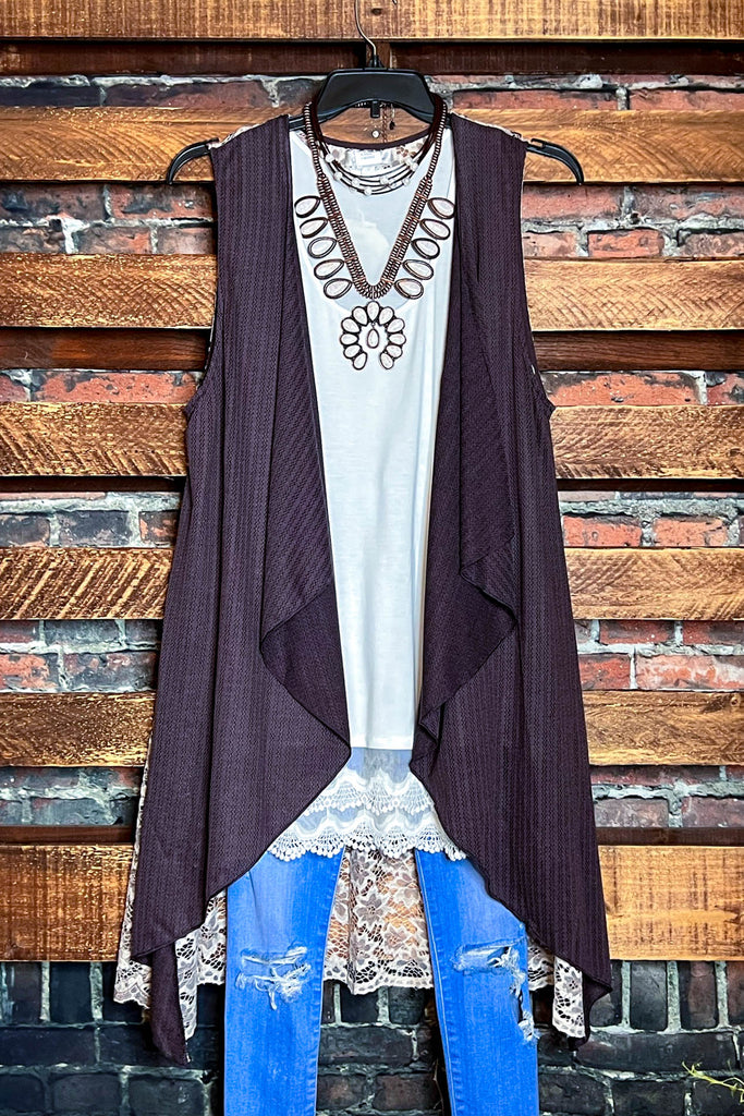 6-16 SIZE - BOHO LACE BROWN VEST---------SALE