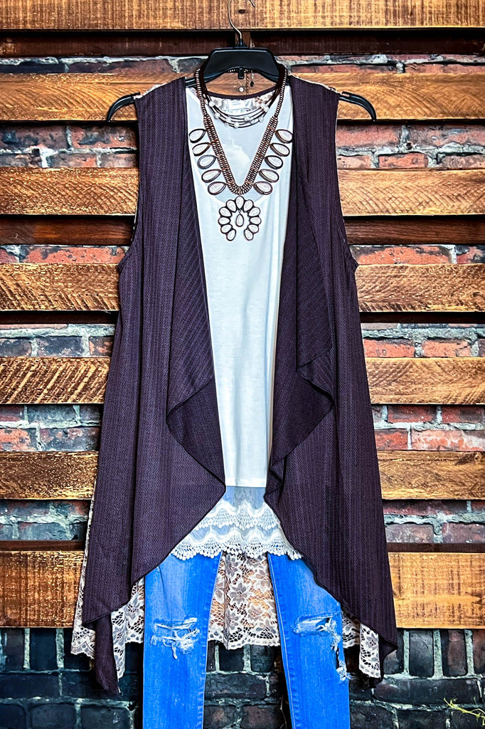 6-16 SIZE - BOHO LACE BROWN VEST---------SALE