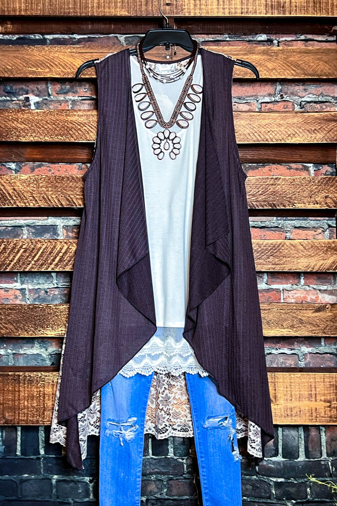 6-16 SIZE - BOHO LACE BROWN VEST---------SALE