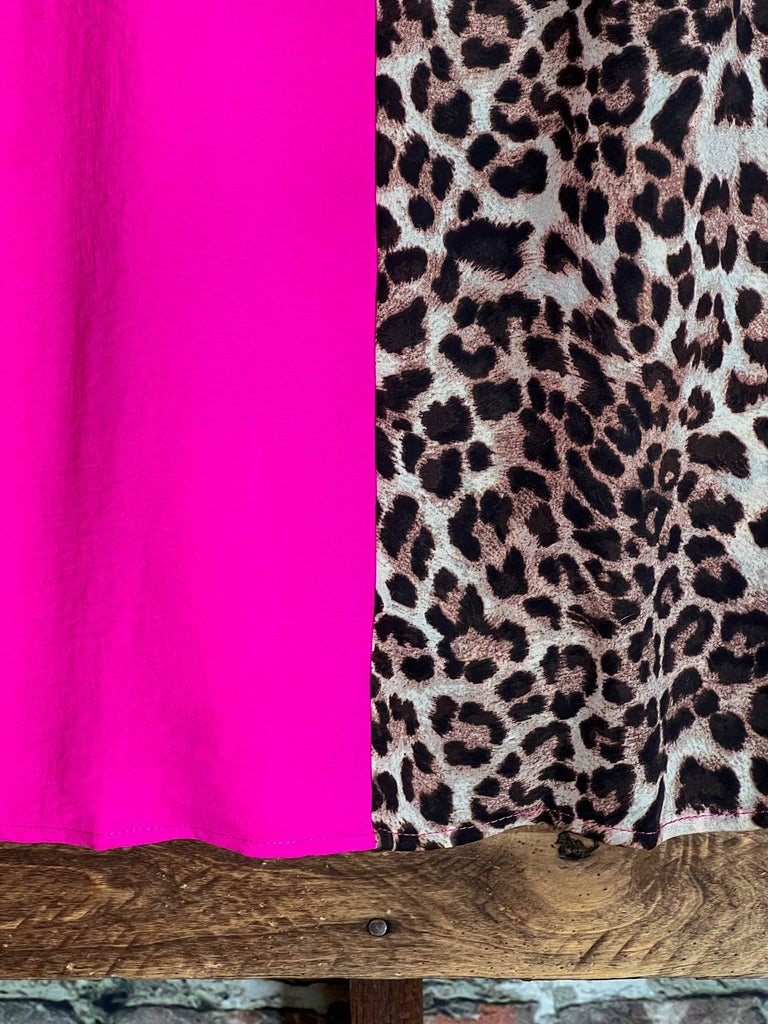 DREAMS OF YOU FUCHSIA & LEOPARD PRINT TOP