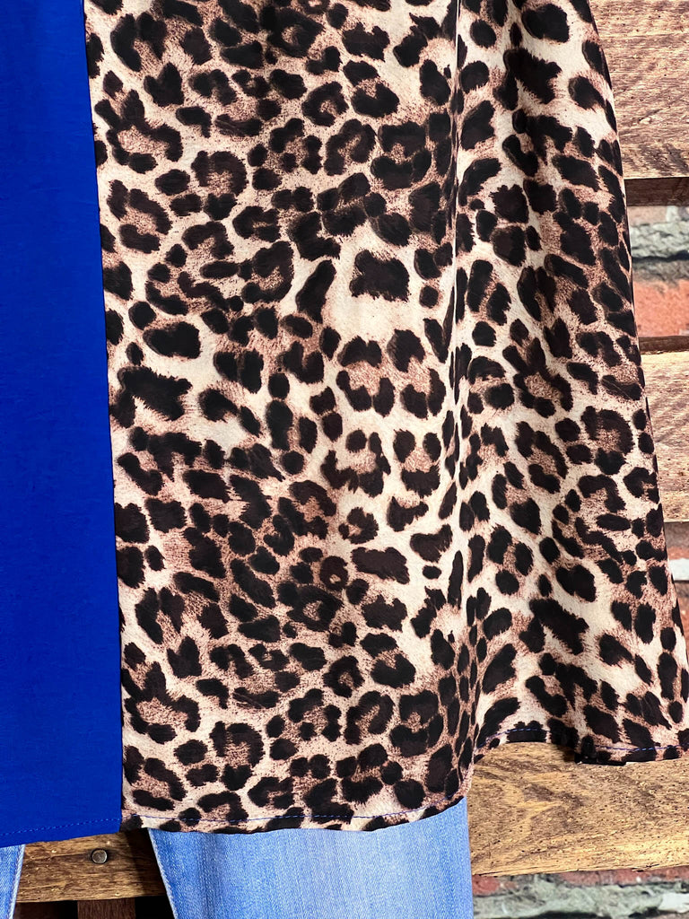 DREAMS OF YOU ROYAL BLUE & LEOPARD PRINT TOP