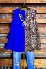 DREAMS OF YOU ROYAL BLUE & LEOPARD PRINT TOP