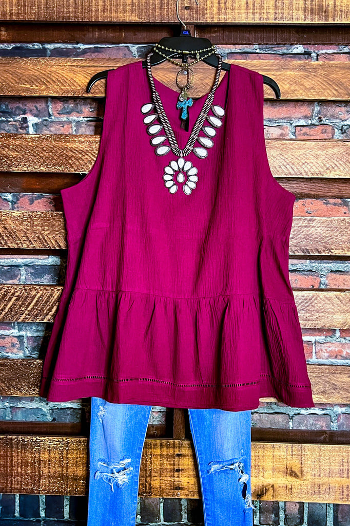 100% COTTON TOP BEAUTIFUL KIND OF DAY BURGUNDY