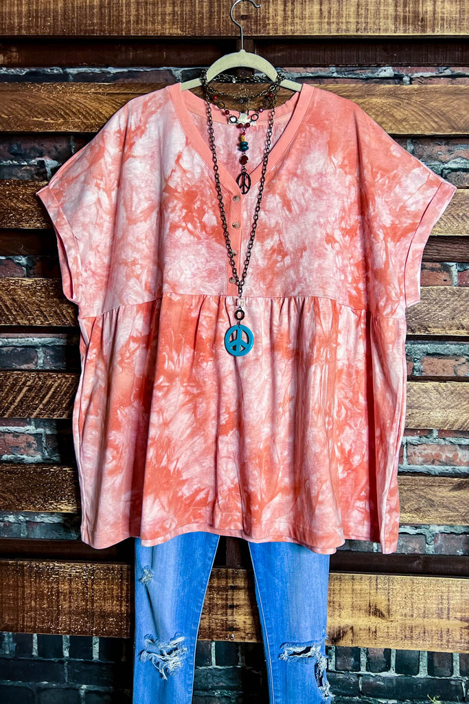 16-26 SIZE -100% Cotton Oversized Babydoll Tunic Coral--------Sale