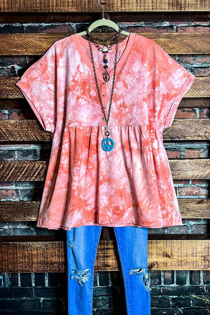 16-26 SIZE -100% Cotton Oversized Babydoll Tunic Coral--------Sale