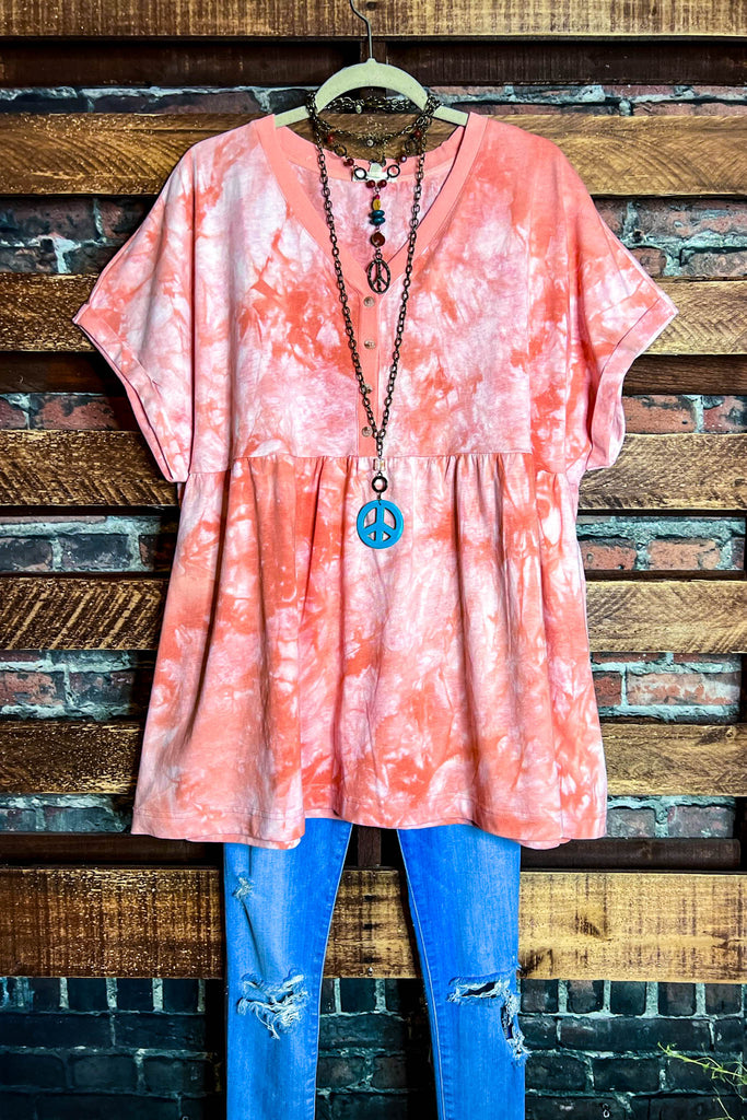 16-26 SIZE -100% Cotton Oversized Babydoll Tunic Coral--------Sale