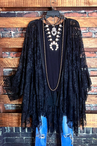 Le Bohemian Magic Dance Tie Dye & Embroidered Kimono in Black