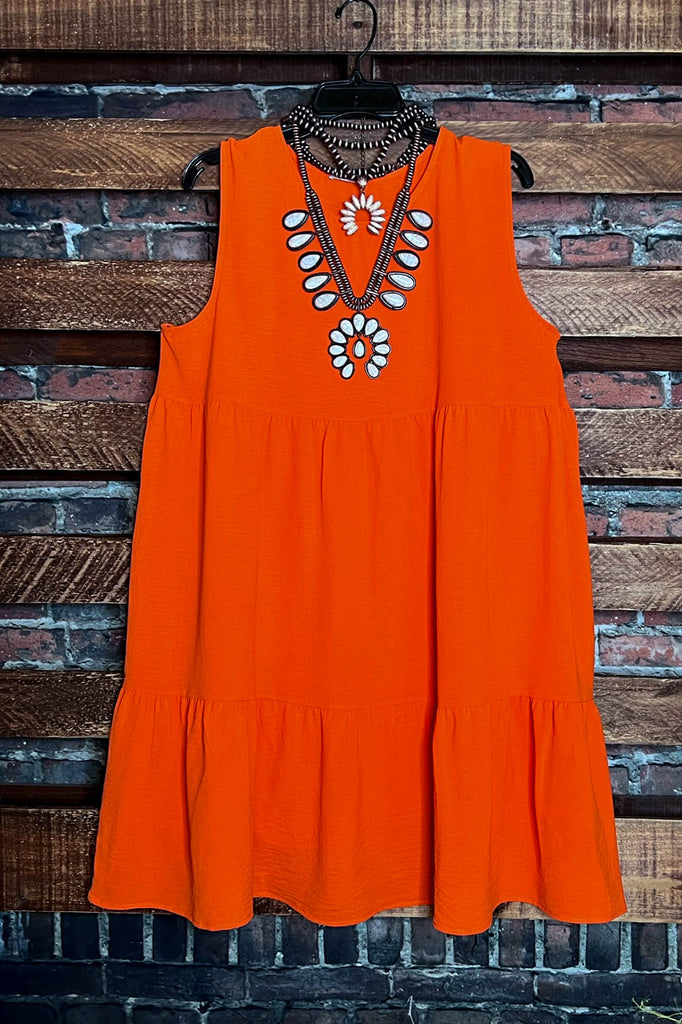 BEAUTIFUL LIFE TO LIVE ORANGE TIERED SLEEVELESS DRESS