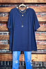 CASUAL DAYS COTTON NAVY BLUE WASHED TUNIC