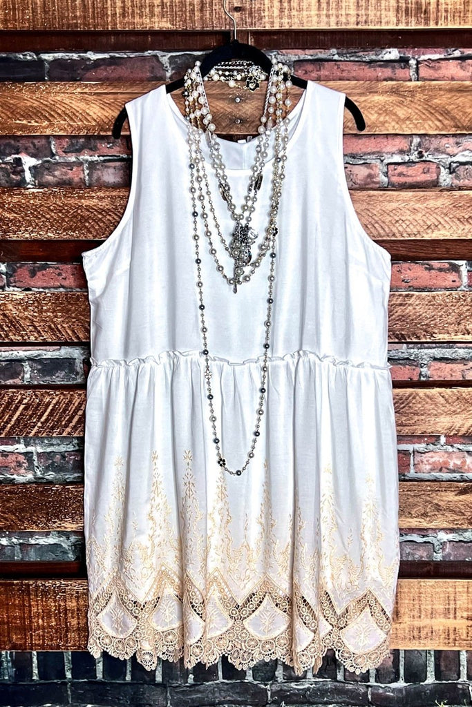 BEAUTY PERSONIFIED IVORY & TAUPE EMBROIDERED DRESS