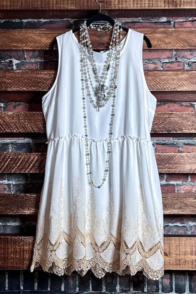 BEAUTY PERSONIFIED IVORY & TAUPE EMBROIDERED DRESS