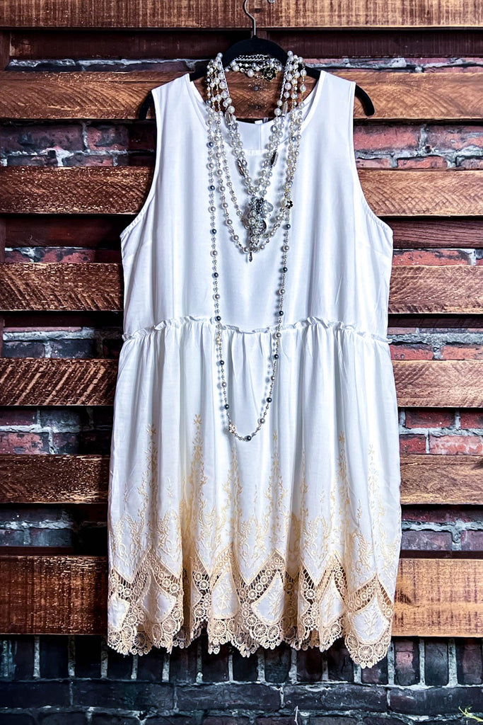 BEAUTY PERSONIFIED IVORY & TAUPE EMBROIDERED DRESS