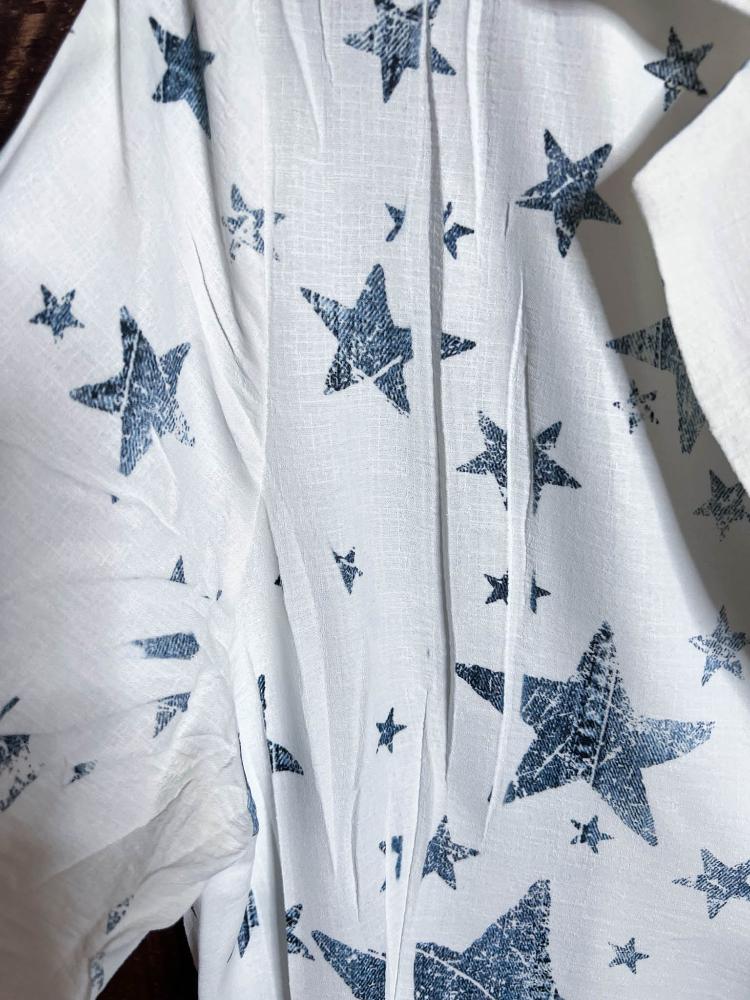 Whisper Your Wishes Stars Print Long Jacket Mesh Tulle Layer