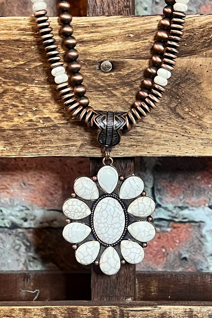 DESERT FLEUR BLOSSOM SET NECKLACE IN COPPER & IVORY