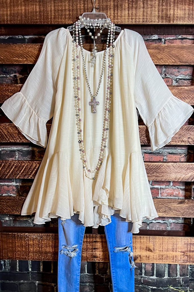 BOHO-HIPPIE SWING OVERSIZED COMFY TUNIC DRESS IN BEIGE