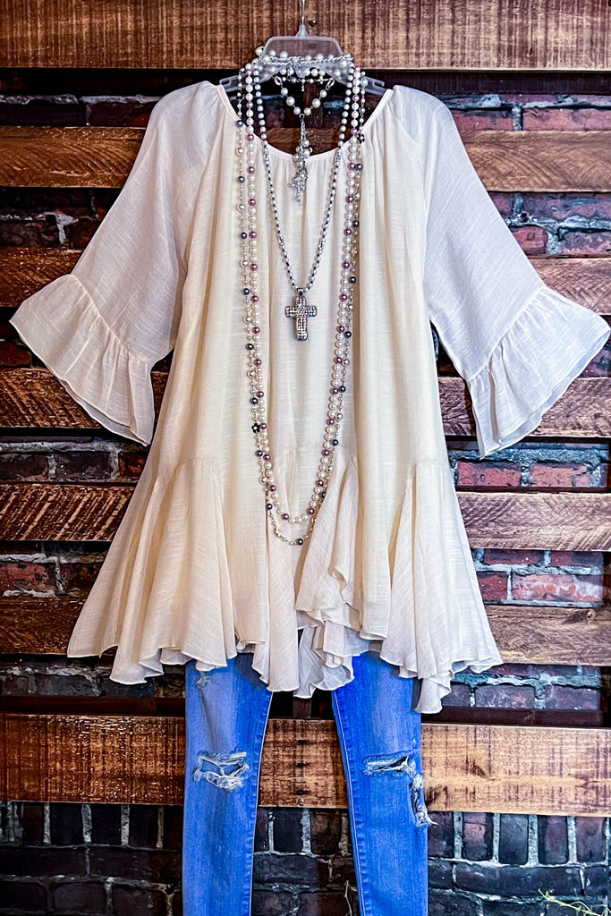 BOHO-HIPPIE SWING OVERSIZED COMFY TUNIC DRESS IN BEIGE