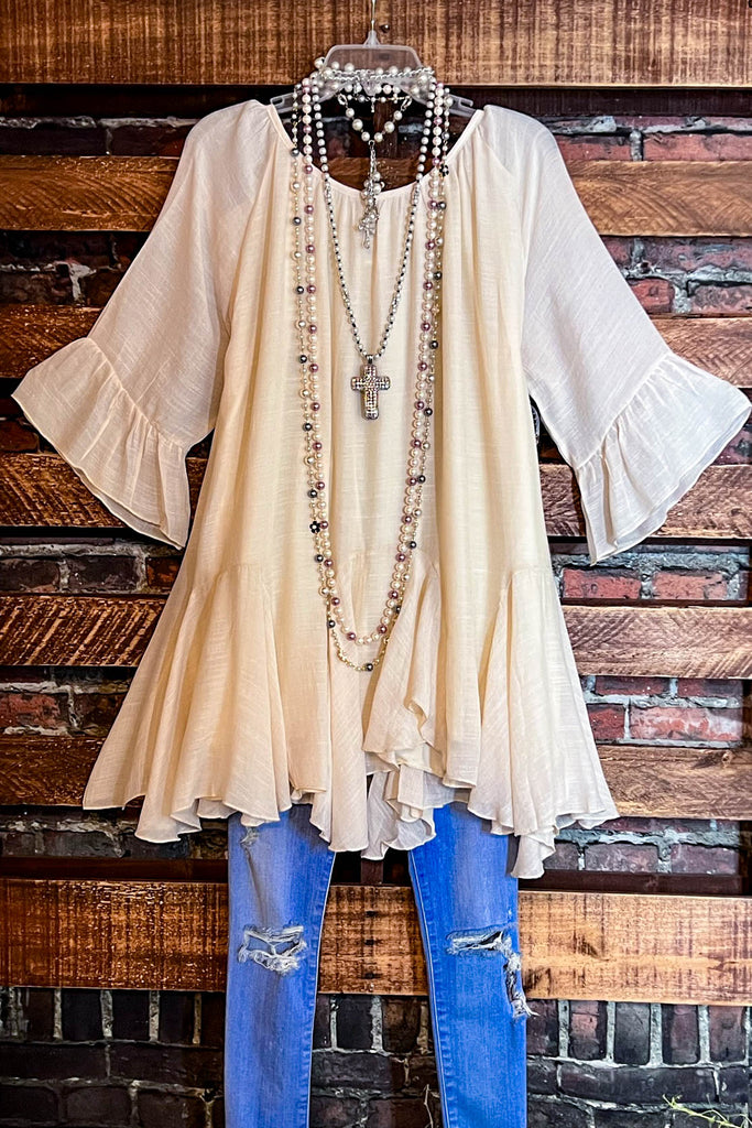 BOHO-HIPPIE SWING OVERSIZED COMFY TUNIC DRESS IN BEIGE