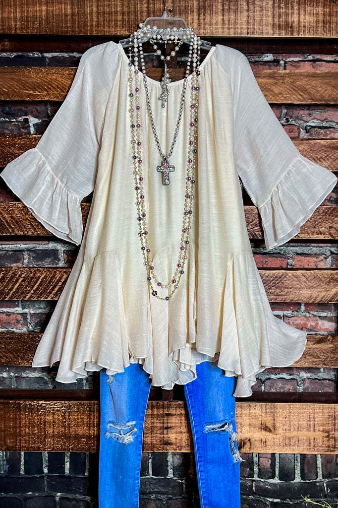 BOHO-HIPPIE SWING OVERSIZED COMFY TUNIC DRESS IN BEIGE