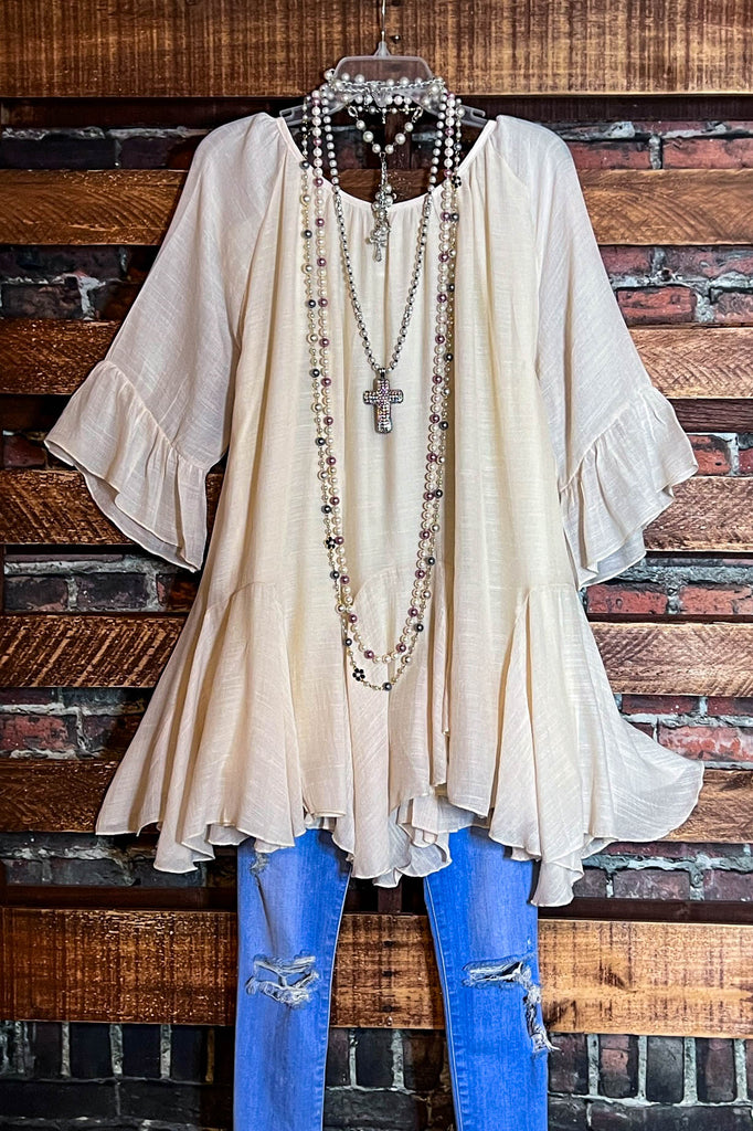 BOHO-HIPPIE SWING OVERSIZED COMFY TUNIC DRESS IN BEIGE