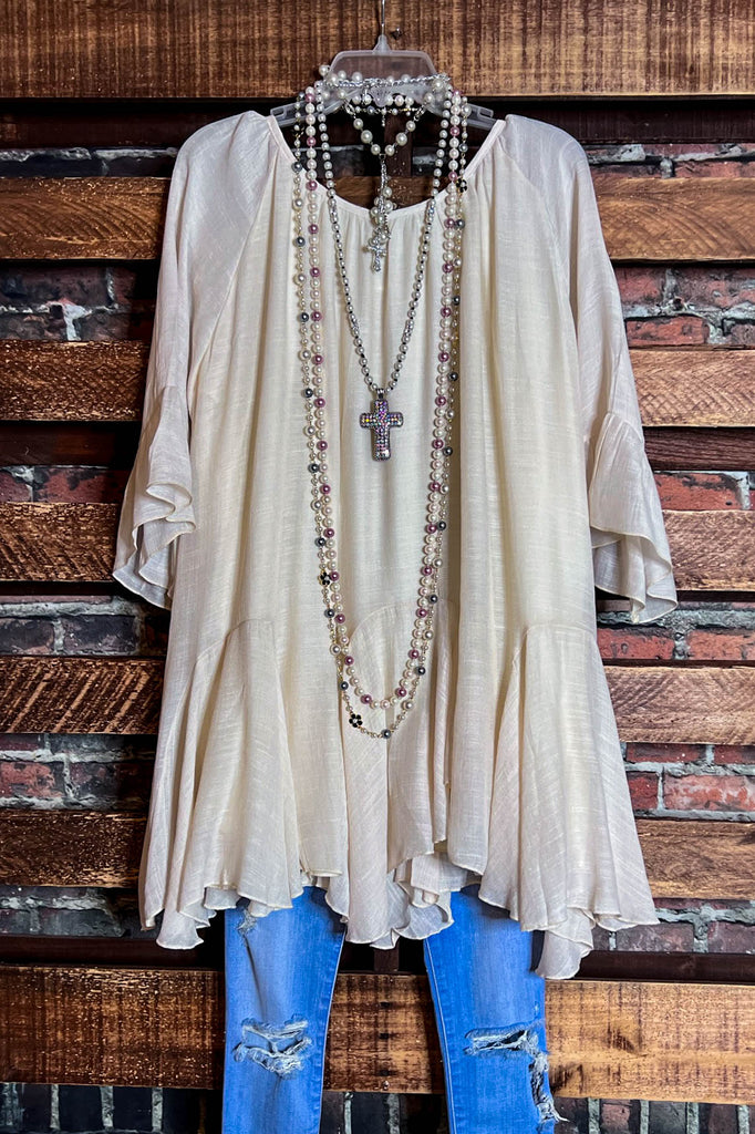 BOHO-HIPPIE SWING OVERSIZED COMFY TUNIC DRESS IN BEIGE