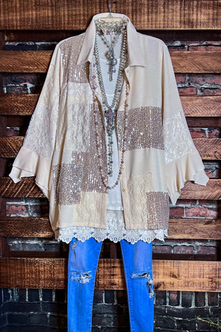 ALL DAY BEAUTIFUL & COMFY LIGHTWEIGHT SHIRT TUNIC TIE DYE BLUE & IVORY