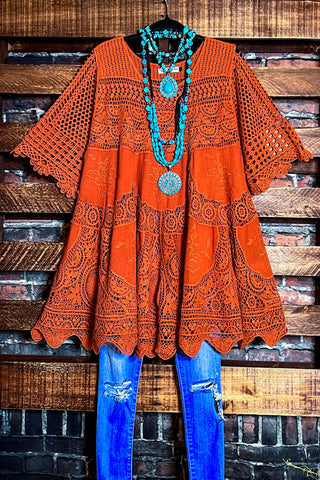 BOHO-HIPPIE SWING OVERSIZED COMFY TUNIC DRESS IN CRIMSON