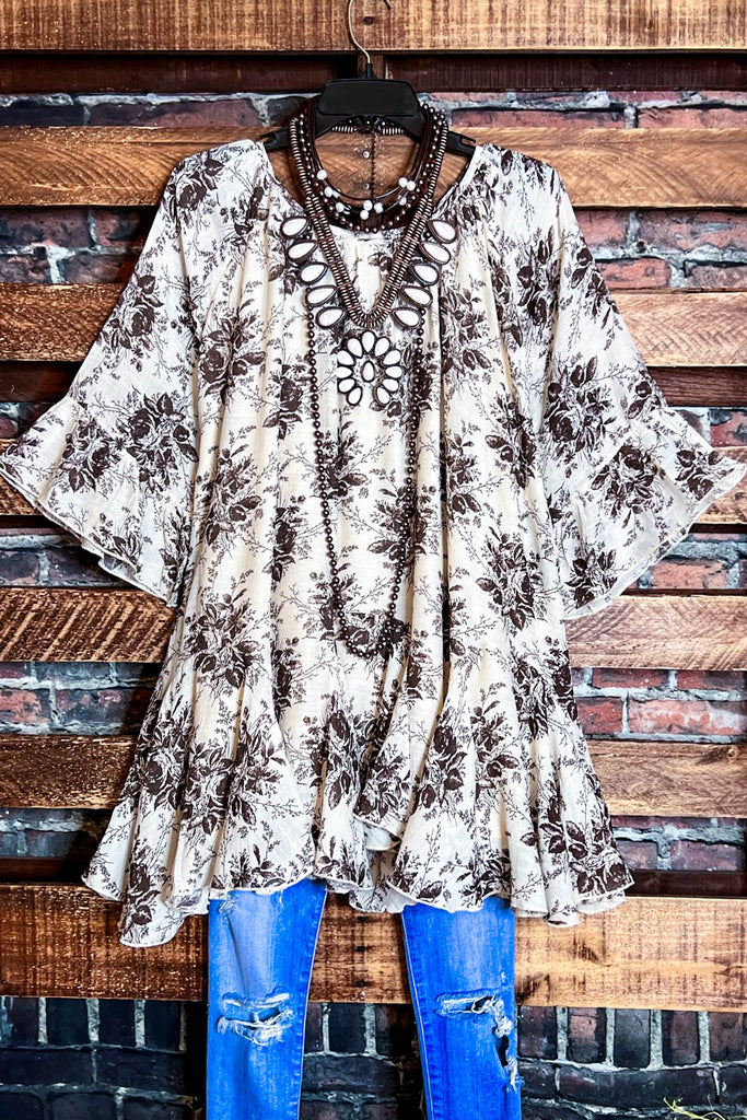 SUNSET CHASER BOHO SWING OVERSIZED TUNIC IN BEIGE & MOCHA