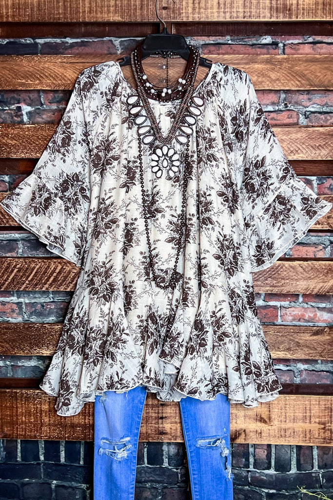 SUNSET CHASER BOHO SWING OVERSIZED TUNIC IN BEIGE & MOCHA