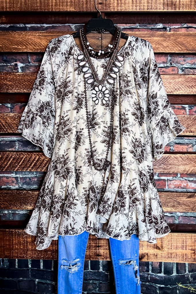 SUNSET CHASER BOHO SWING OVERSIZED TUNIC IN BEIGE & MOCHA