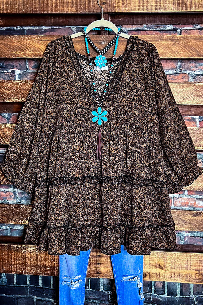 ALL GOOD REASONS OVERSIZED BROWN LEOPARD PRINT TOP