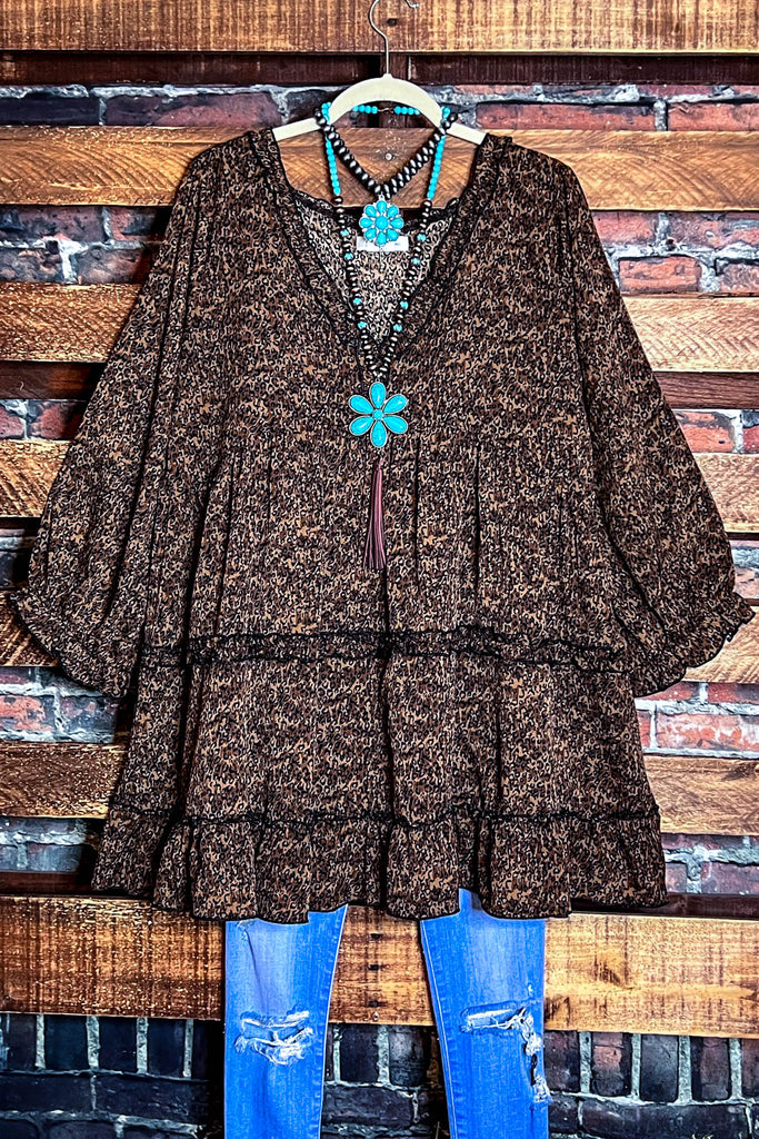 ALL GOOD REASONS OVERSIZED BROWN LEOPARD PRINT TOP