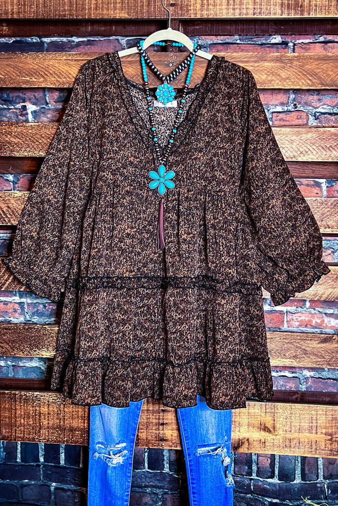 ALL GOOD REASONS OVERSIZED BROWN LEOPARD PRINT TOP