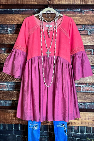 PRETTY PERFECTION FUCHSIA EMBROIDERED OVERSIZED TUNIC