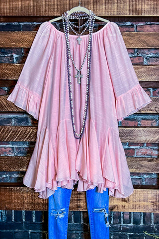 AROUND TOWN 100% COTTON SHABBY TUNIC IN DRAGON FRUIT