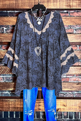 JOURNEY TO THE STARS LACE JACKET IN BLUE DENIM COLOR