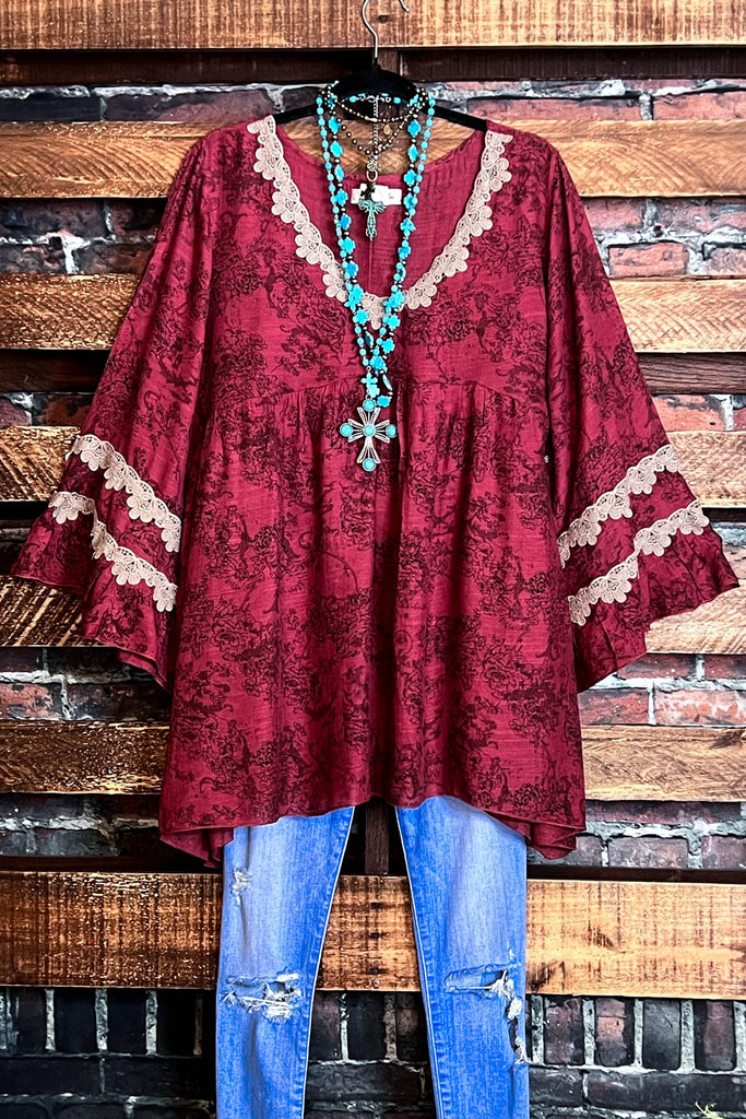 Always On My Heart Top in Burgundy Rust