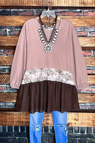 BOHO-HIPPIE SWING OVERSIZED COMFY TUNIC DRESS IN MOCHA