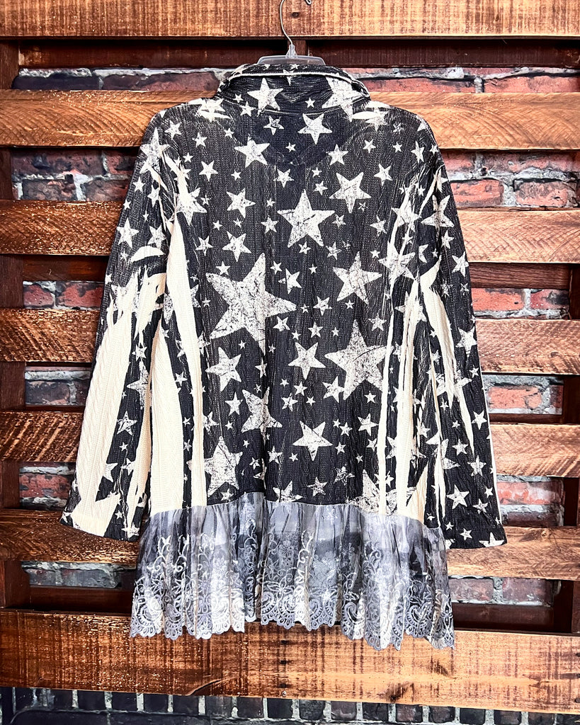 JOURNEY TO THE STARS LACE JACKET IN BLACK & BEIGE