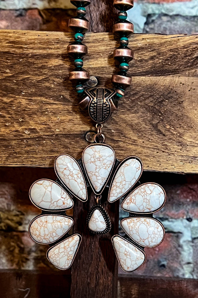 Magnolia Southwest Style Set Necklace Copper & Ivory