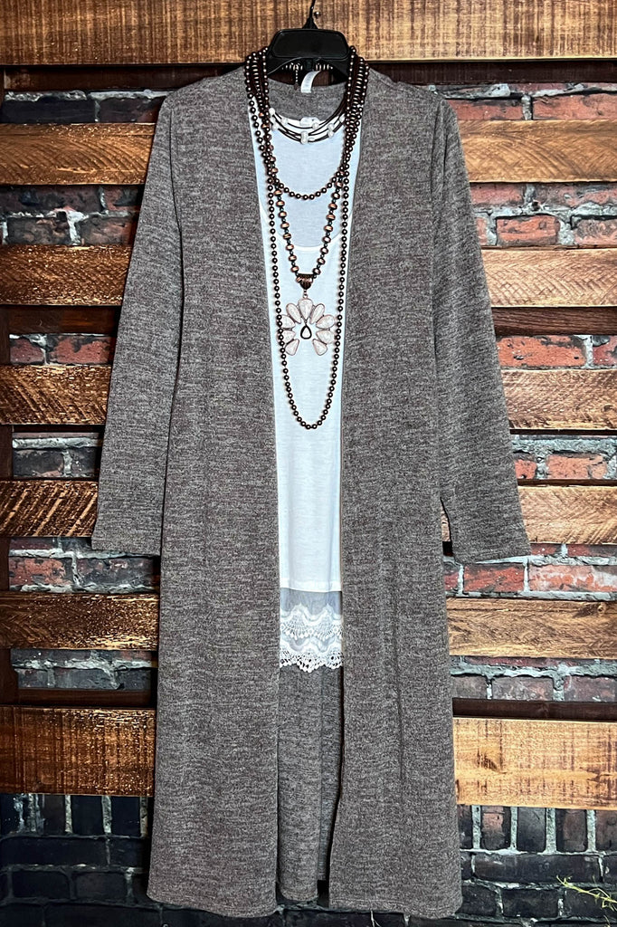 EASY LOOK COMFY COZY MAXI CARDIGAN IN MOCHA