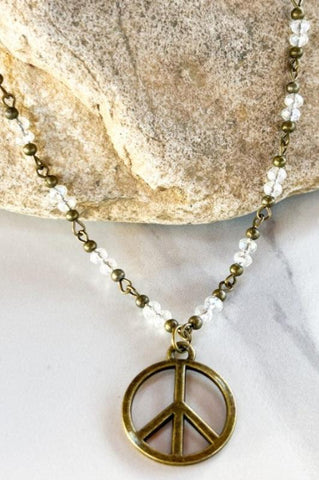 FREE SOUL PEACE CRYSTAL NECKLACE IN IVORY