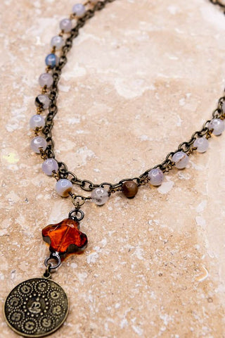 The Western Soul Patina Natural Stone Cross Necklace