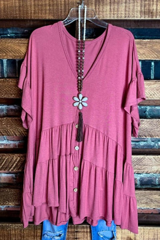 JUST RELAX COMFY WEEKENDER OVERSIZED TUNIC MAUVE