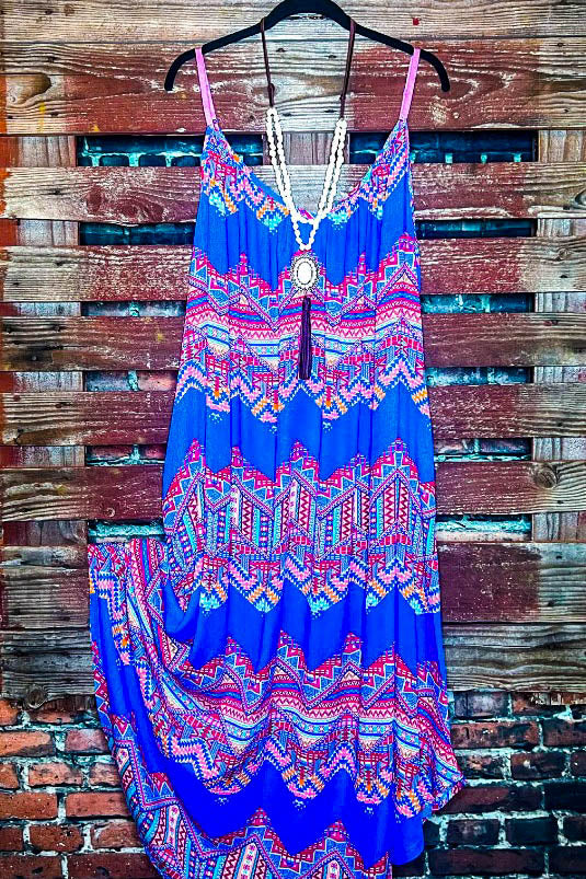 By The Sea Maxi Dress Blue & Multi-Color