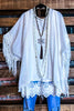 LIVING FREE BOHO CROCHET FRINGE KIMONO IN OFF-WHITE