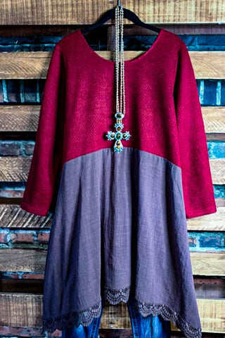 A FAIRYTALE PRETTY UNIQUE 100% COTTON CROCHET LACE TUNIC IN BROWN