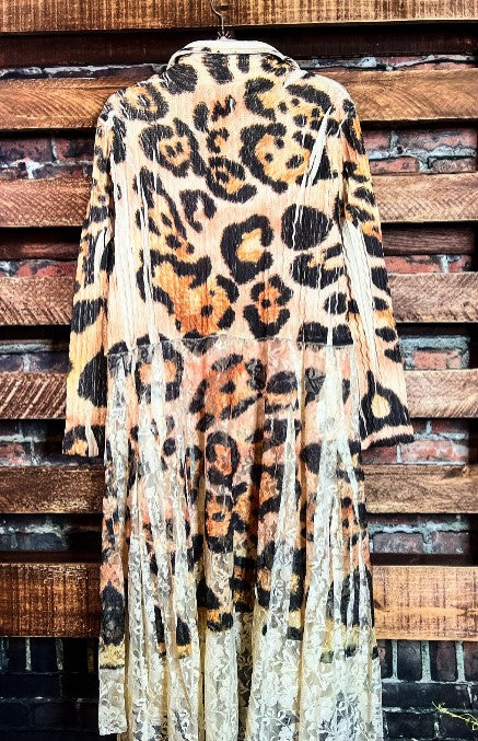 LET'S GO OUT IN STYLE FAB LEOPARD PRINT LACE JACKET CARDIGAN