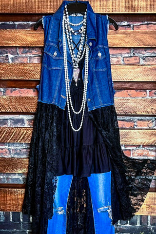 YOU'RE MY DREAM LACE OVERSIZED DUSTER KIMONO BLACK